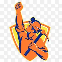 橙色矿工插画-空若网 橙色矿工插画-空若网