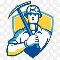 煤矿工人拿着斧头插画-空若网 煤矿工人拿着斧头插画-空若网