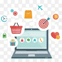 矢量图智能电脑网上购物-空若网 矢量图智能电脑网上购物-空若网