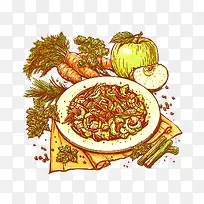 单色手绘蔬菜水果图-空若网 单色手绘蔬菜水果图-空若网