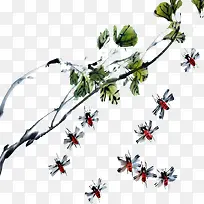 手绘水墨枯树枝-空若网 手绘水墨枯树枝-空若网