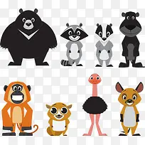 矢量站立的动物-空若网 矢量站立的动物-空若网