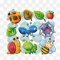 矢量叶子和昆虫-空若网 矢量叶子和昆虫-空若网