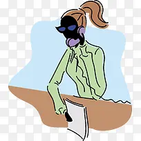 接电话的卡通美女图-空若网 接电话的卡通美女图-空若网