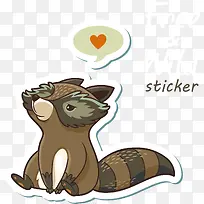 呆萌的小浣熊贴纸矢量-空若网 呆萌的小浣熊贴纸矢量-空若网