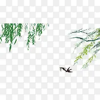 手绘柳条燕子装饰-空若网 手绘柳条燕子装饰-空若网