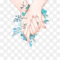 七夕节情侣手牵手手绘素材-空若网 七夕节情侣手牵手手绘素材-空若网