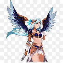 蓝发双翅膀天使少女-空若网 蓝发双翅膀天使少女-空若网