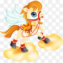 手绘黄色可爱翅膀小马-空若网 手绘黄色可爱翅膀小马-空若网