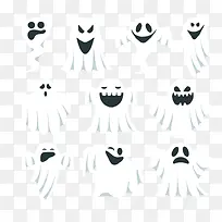 万圣节白色幽灵矢量-空若网 万圣节白色幽灵矢量-空若网