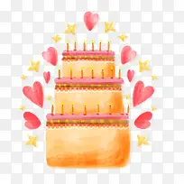 水彩绘生日蛋糕贺卡矢量-空若网 水彩绘生日蛋糕贺卡矢量-空若网