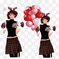 拿爱心气球的美女-空若网 拿爱心气球的美女-空若网