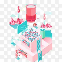 扁平化卡通二维码框-空若网 扁平化卡通二维码框-空若网