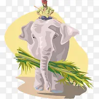 矢量大象和人-空若网 矢量大象和人-空若网