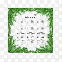 矢量2017年树枝边框年历-空若网 矢量2017年树枝边框年历-空若网