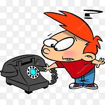 卡通被电话困扰的孩子-空若网 卡通被电话困扰的孩子-空若网