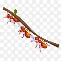 卡通手绘红色蚂蚁搬树枝-空若网 卡通手绘红色蚂蚁搬树枝-空若网