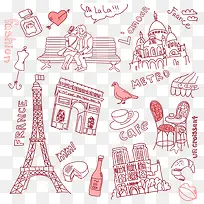 手绘卡通法国巴黎铁塔-空若网 手绘卡通法国巴黎铁塔-空若网
