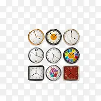 矢量彩色九款各式小钟表集合-空若网 矢量彩色九款各式小钟表集合-空若网
