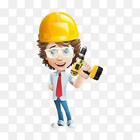 带着施工安全帽的卡通商务人物矢-空若网 带着施工安全帽的卡通商务人物矢-空若网