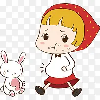 卡通小女孩和兔子-空若网 卡通小女孩和兔子-空若网