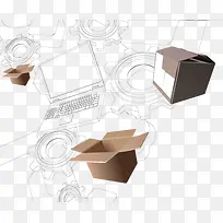 笔记本电脑绘图与现实框背景-空若网 笔记本电脑绘图与现实框背景-空若网