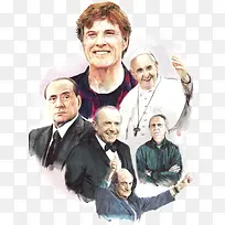 水墨效果政要名人肖像-空若网 水墨效果政要名人肖像-空若网