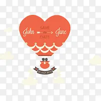 矢量心形热气球-空若网 矢量心形热气球-空若网