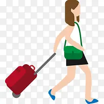 拉着行李箱的女人插画-空若网 拉着行李箱的女人插画-空若网