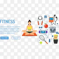 女士科学健身网页矢量素材-空若网 女士科学健身网页矢量素材-空若网