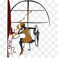 喝咖啡的时尚女人插图-空若网 喝咖啡的时尚女人插图-空若网