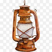 手绘水彩煤油灯-空若网 手绘水彩煤油灯-空若网