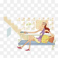 坐在沙发上看电视的美女-空若网 坐在沙发上看电视的美女-空若网