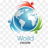 彩色人物环抱地球-空若网 彩色人物环抱地球-空若网