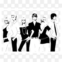 时尚男女黑白照片矢量素材,-空若网 时尚男女黑白照片矢量素材,-空若网