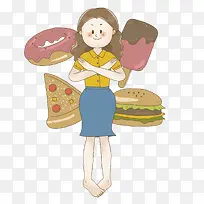 手绘拒绝冰淇淋的女孩-空若网 手绘拒绝冰淇淋的女孩-空若网