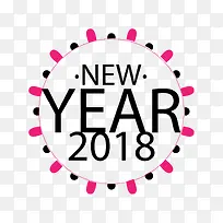 黑红色点状圆形2018新年标签-空若网 黑红色点状圆形2018新年标签-空若网