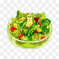 青菜小猫手绘-空若网 青菜小猫手绘-空若网