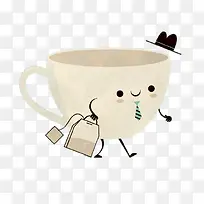 提着袋子的卡通杯子-空若网 提着袋子的卡通杯子-空若网