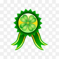 绿色精美丝带勋章四叶草-空若网 绿色精美丝带勋章四叶草-空若网