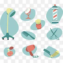 矢量扁平化理发用品-空若网 矢量扁平化理发用品-空若网