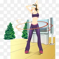 呼拉圈美女矢量素材-空若网 呼拉圈美女矢量素材-空若网