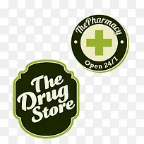 绿色复古医疗标签矢量图-空若网 绿色复古医疗标签矢量图-空若网