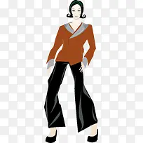卡通穿休闪西装的时尚女人矢量-空若网 卡通穿休闪西装的时尚女人矢量-空若网