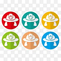 多彩的消防帽图标-空若网 多彩的消防帽图标-空若网