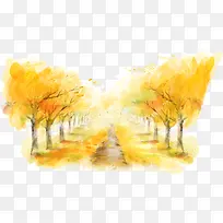 道路两旁的秋树-空若网 道路两旁的秋树-空若网