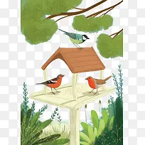 在树林的三只小鸟-空若网 在树林的三只小鸟-空若网