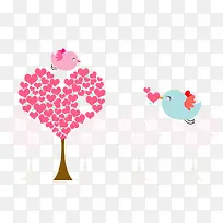 粉色爱情树与小鸟-空若网 粉色爱情树与小鸟-空若网