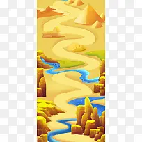 埃及黄色卡通海报背景-空若网 埃及黄色卡通海报背景-空若网