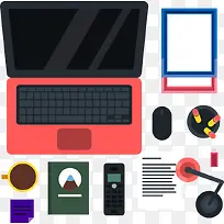 矢量笔记本电脑与台灯-空若网 矢量笔记本电脑与台灯-空若网